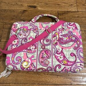 Vera Bradley hard laptop crossbody bag paisley meets plaid print